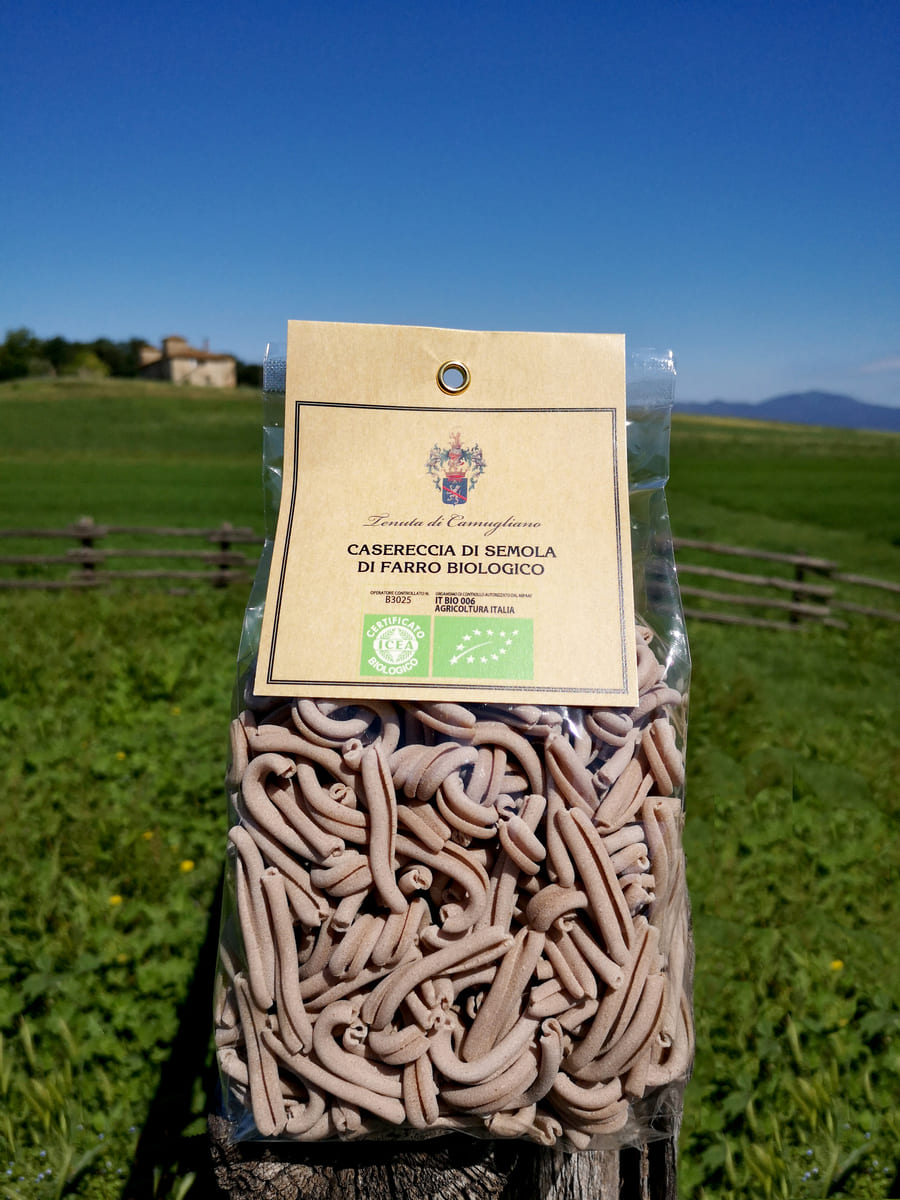 Caserecce made from organic spelt semolina from Camugliano - Tuscany.
