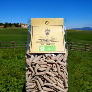 Organic Whole Wheat Mezze Penne made from ancient Senator Cappelli durum wheat semolina by Camugliano - Tuscany.